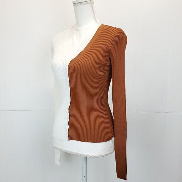 STAUD Sweater Cardigan Shoko Cargo Colorblock Ribbed - Picture 4 of 13